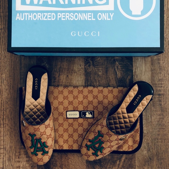 Gucci Shoes - GUCCI LA Flamel Mules MLB Collab LA Dodgers